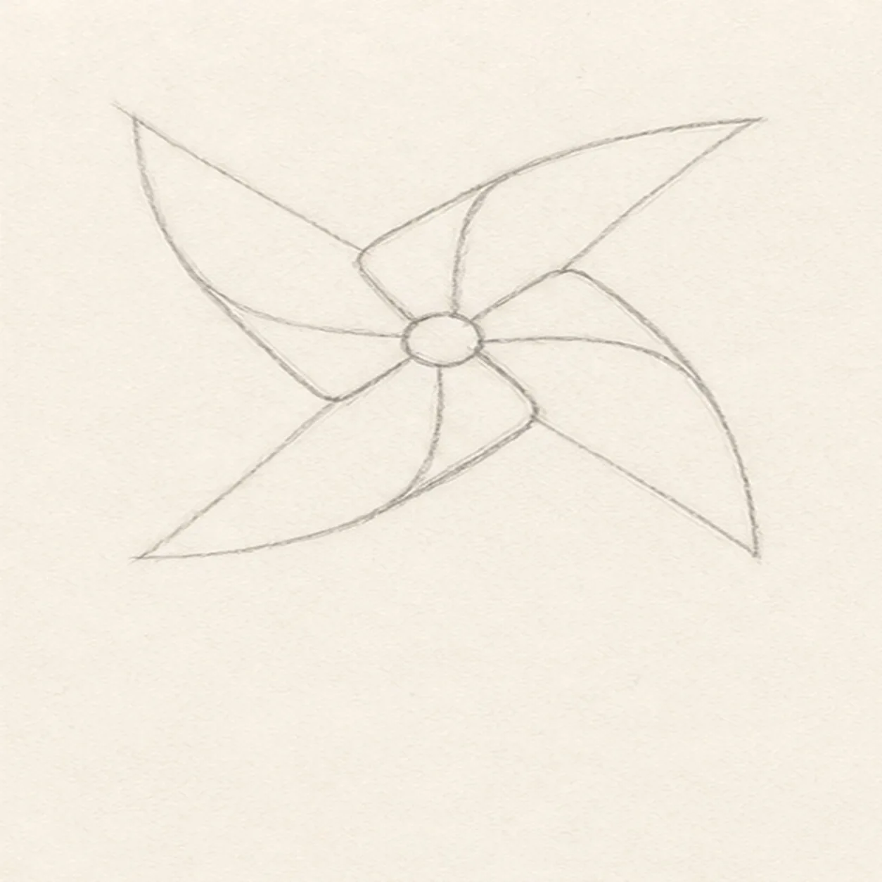 Swing out the blades stage for how to draw a backyard pinwheel