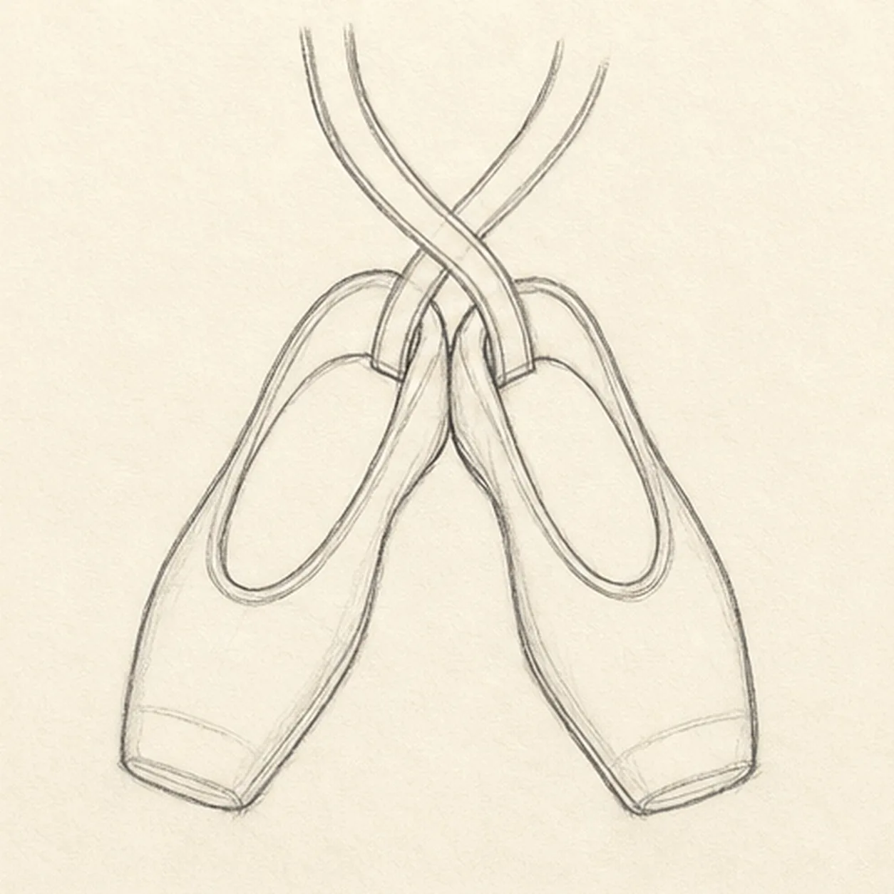 Open the shoes and attach the ribbons stage for how to draw a pair of ballet slippers with ribbons
