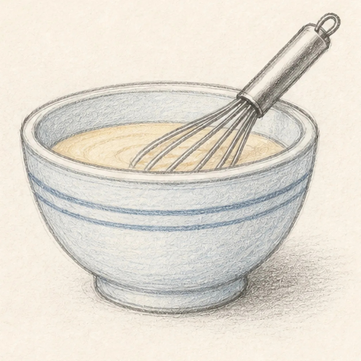 Shade the kitchen tools stage for how to draw a mixing bowl and whisk
