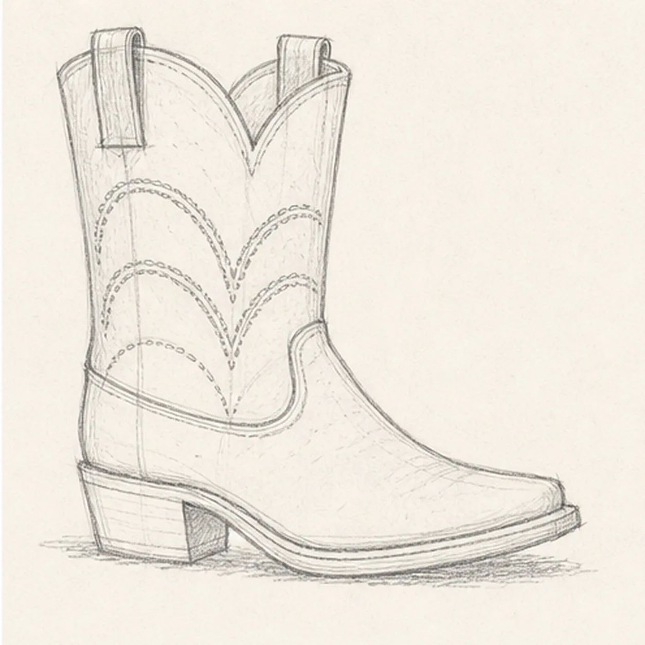 Fit the western details stage for how to draw a cowboy boot