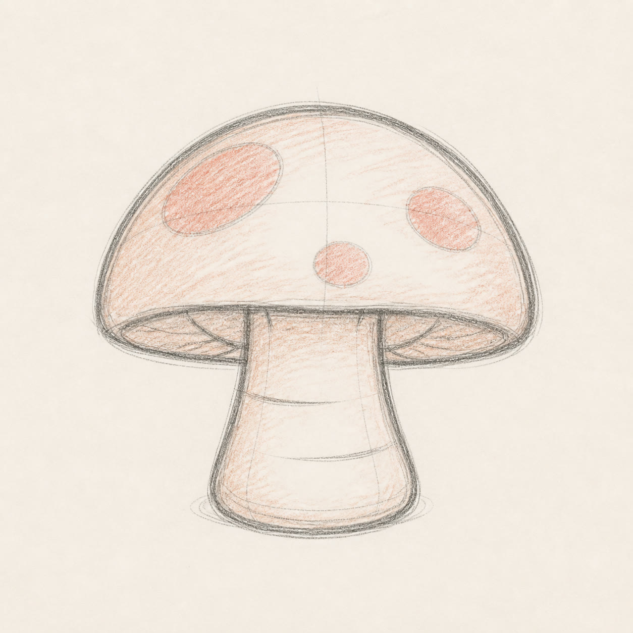Rounded mushroom sketch