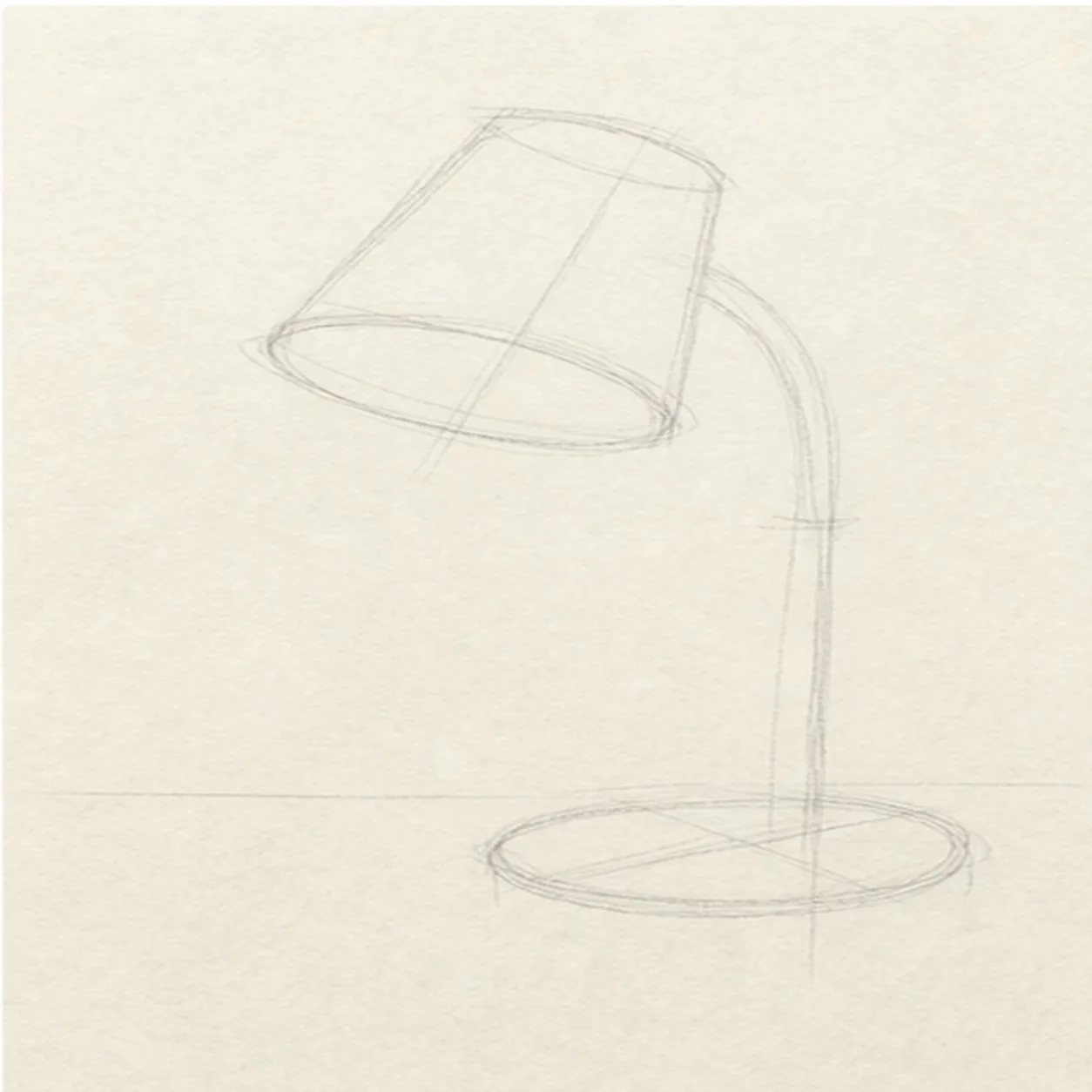 Block the lamp shapes stage for how to draw a reading lamp