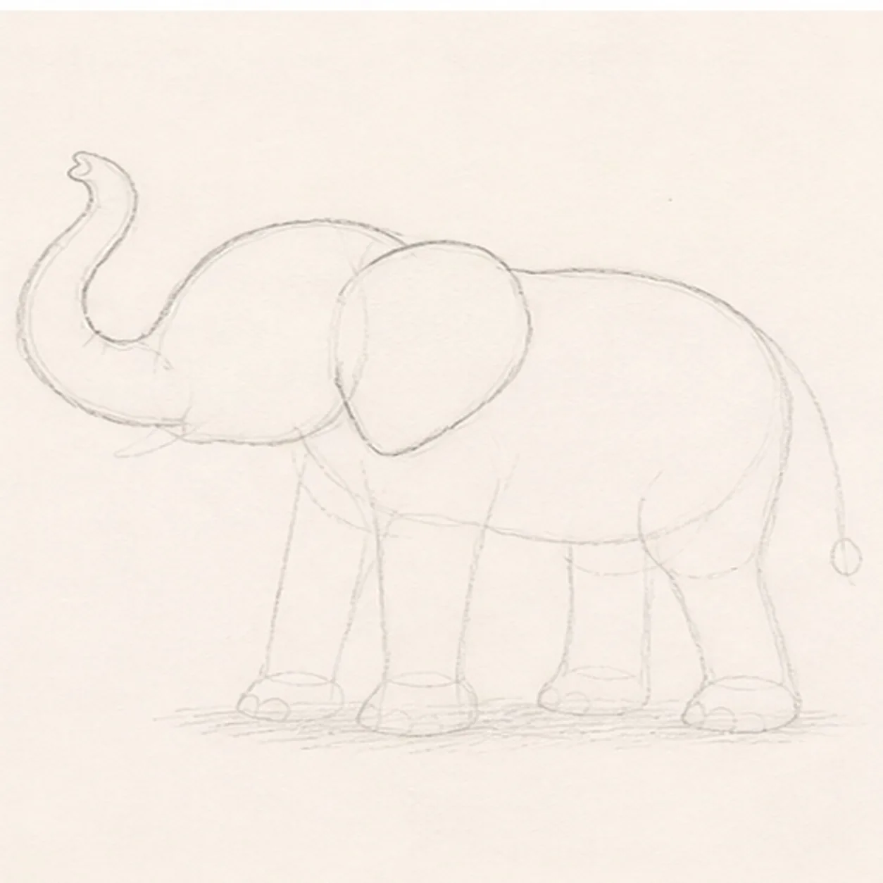 Wrap the head trunk and ear stage for how to draw an elephant calf