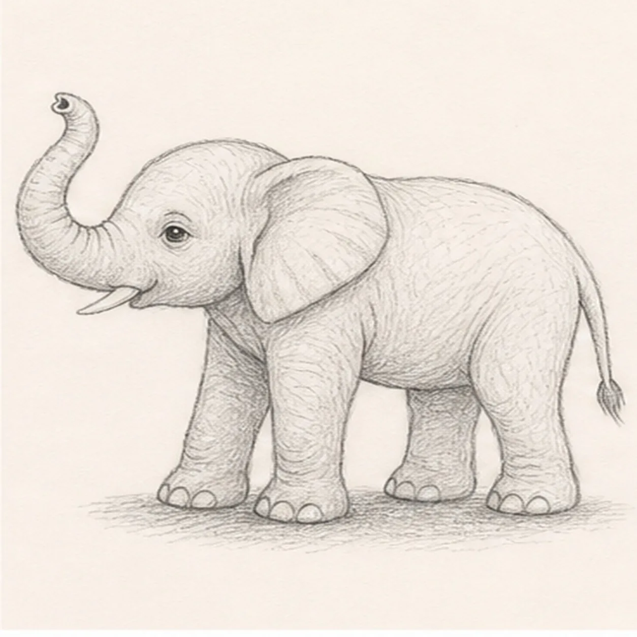 Add the skin rhythm and shadow stage for how to draw an elephant calf