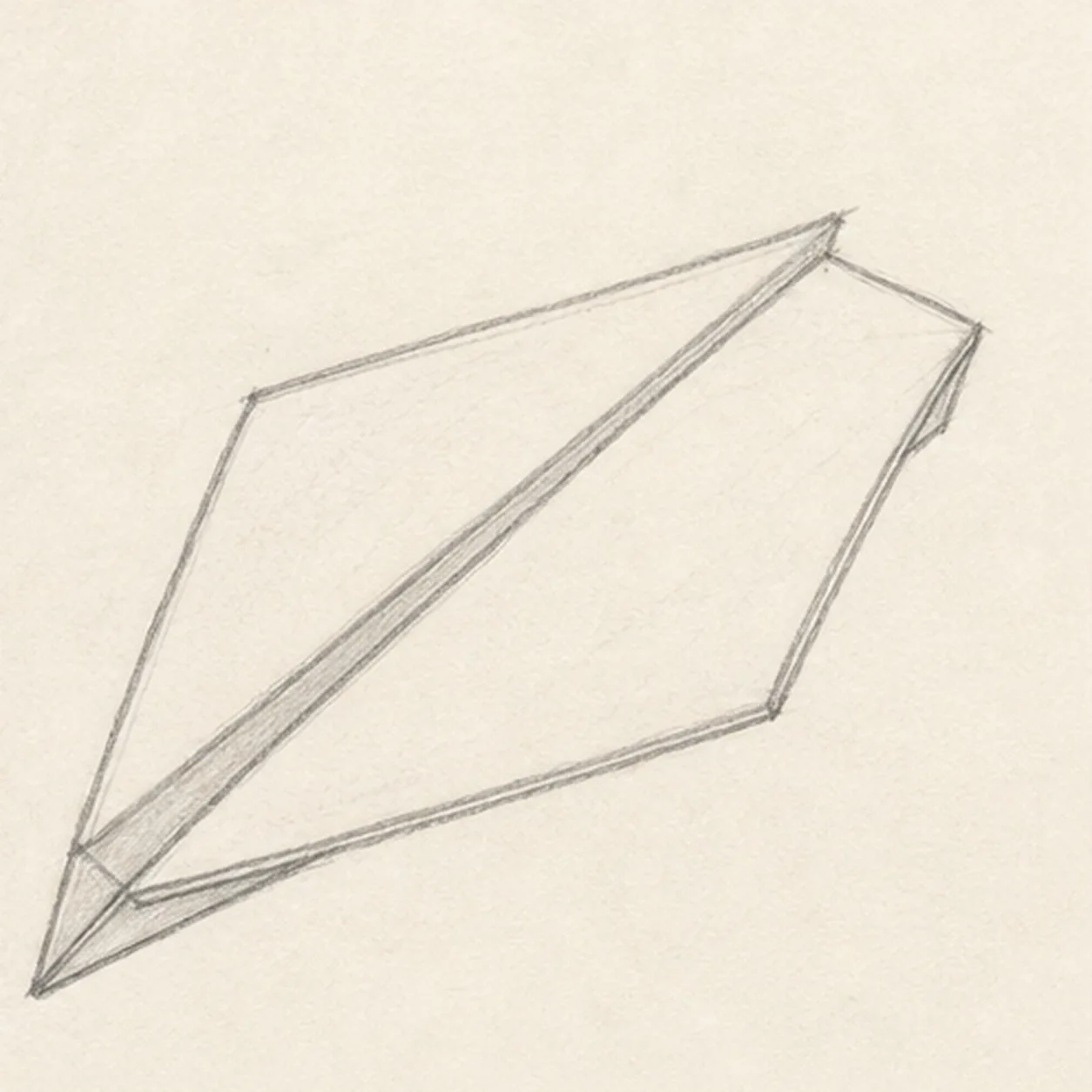 Shape the back edges stage for how to draw a paper airplane