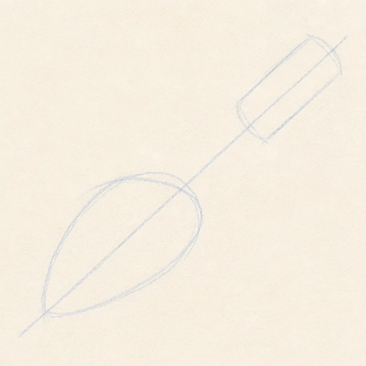 Place the diagonal guide stage for how to draw a hand trowel