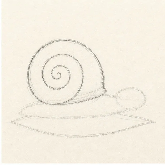 Turn the circle into a shell stage for how to draw a garden snail