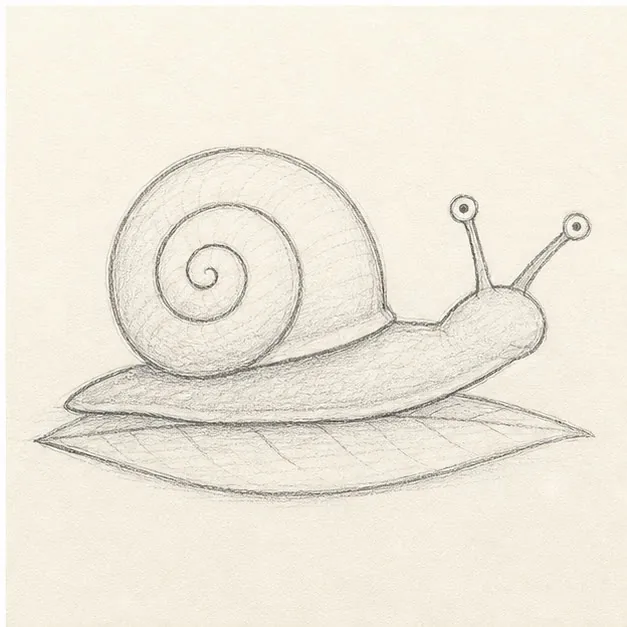 Add eyes and the leaf stage for how to draw a garden snail
