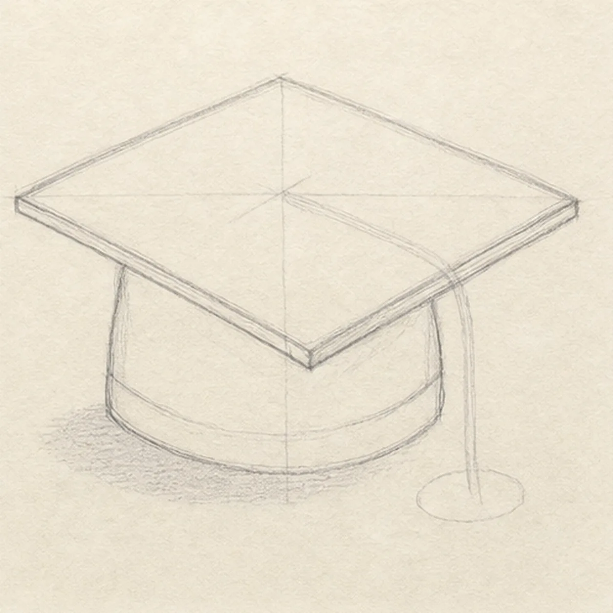 Build the board and crown stage for how to draw a graduation cap