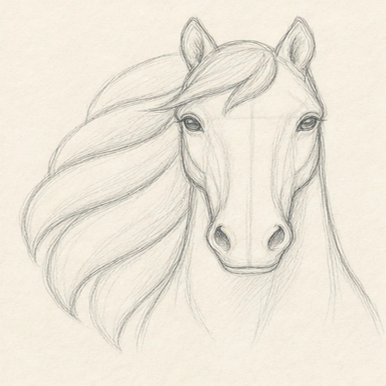 Sweep the mane into groups stage for how to draw a horse head with a flowing mane