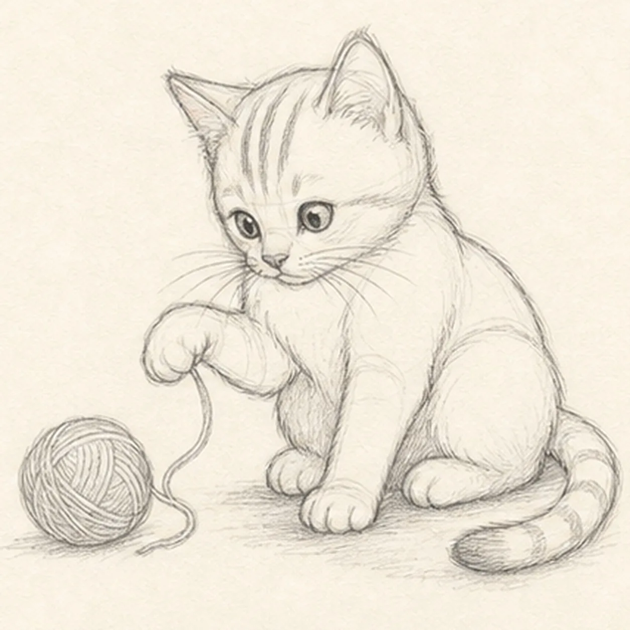 Aim the curious face stage for how to draw a playful kitten
