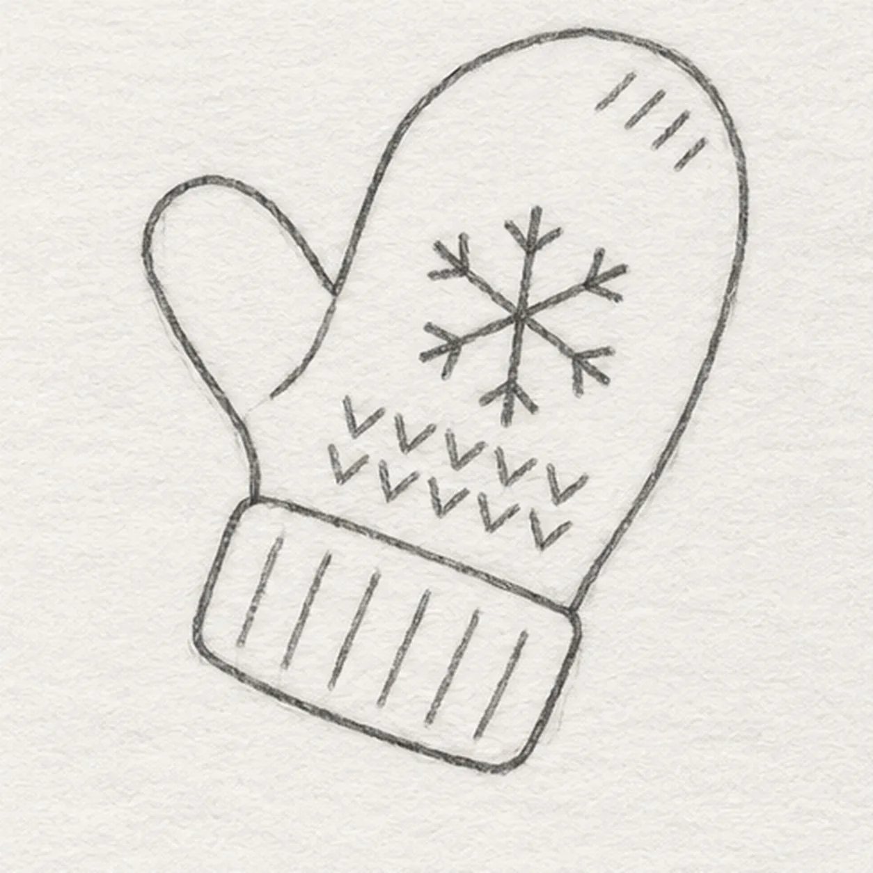 Add knitted stitches stage for how to draw a knitted mitten