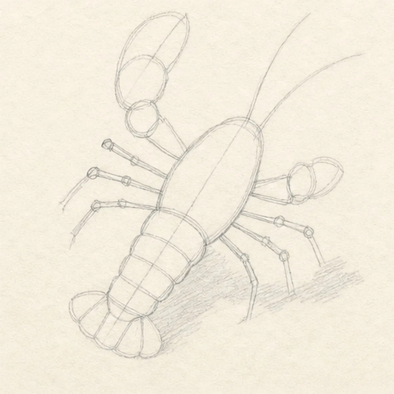 Set the lobster gesture stage for how to draw a raised-claw lobster