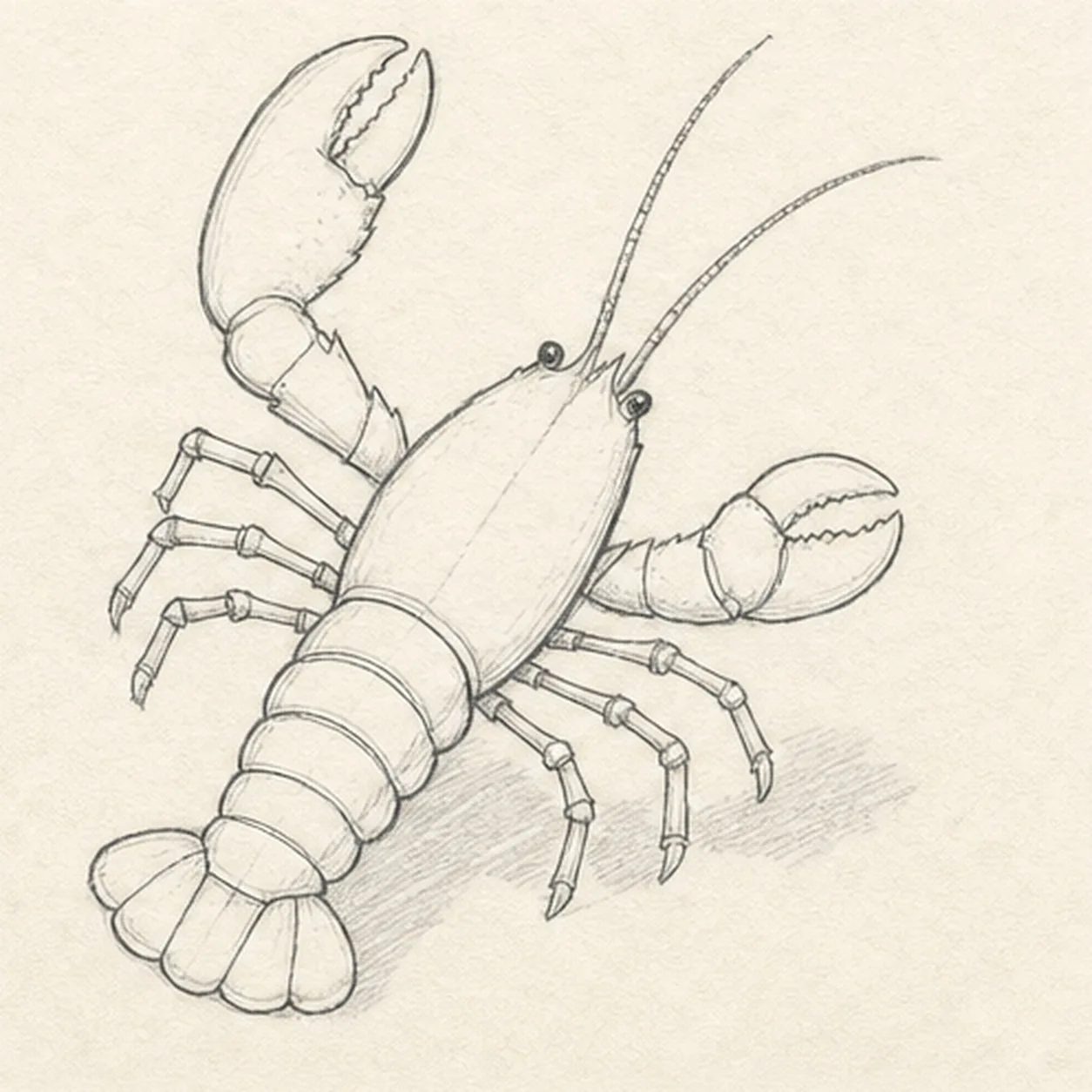 Add legs and shell joints stage for how to draw a raised-claw lobster