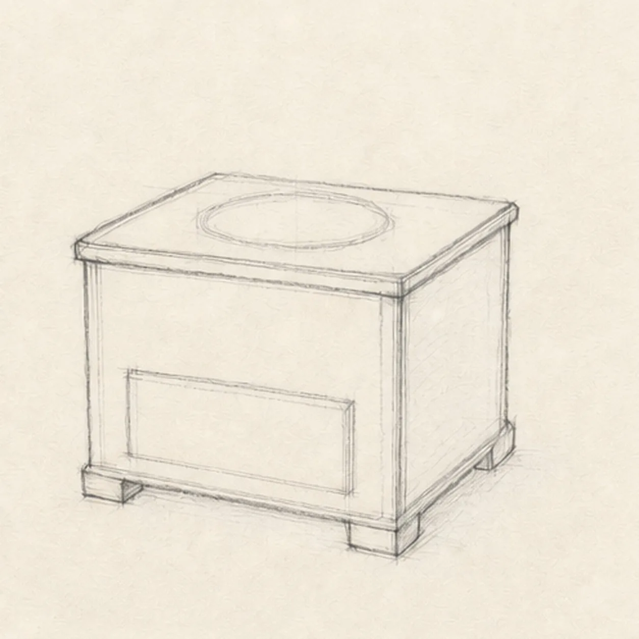 Shape the wooden cabinet stage for how to draw a coffee grinder