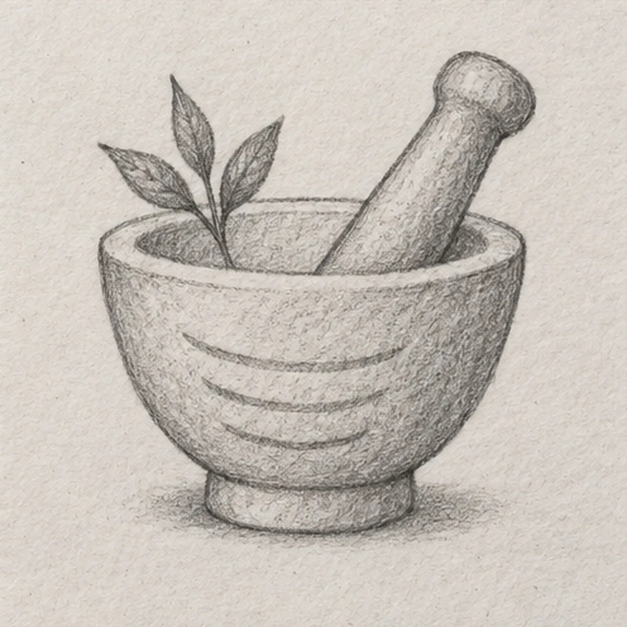 Mark stone and table stage for how to draw a mortar and pestle