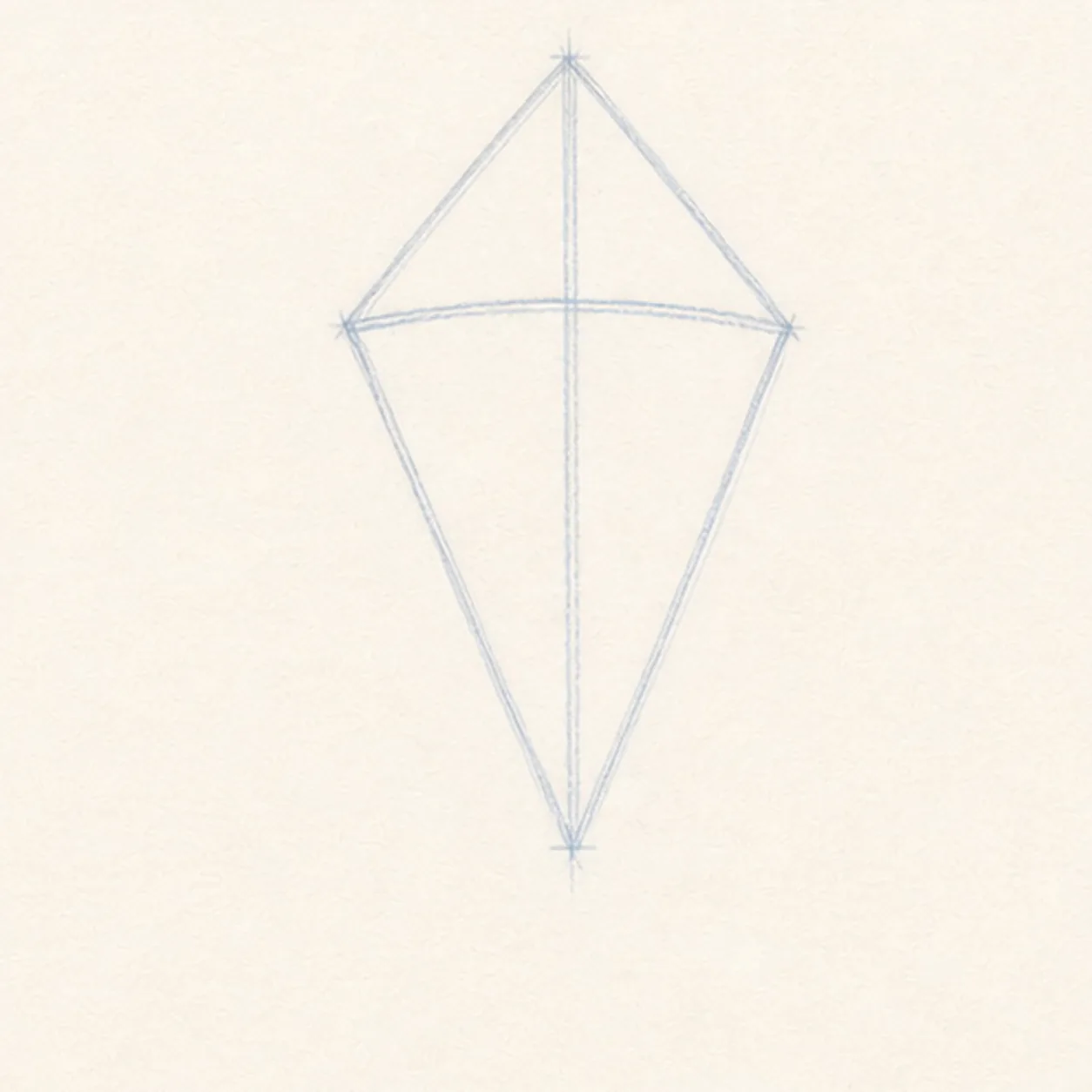 Place the diamond and spars stage for how to draw a patchwork kite