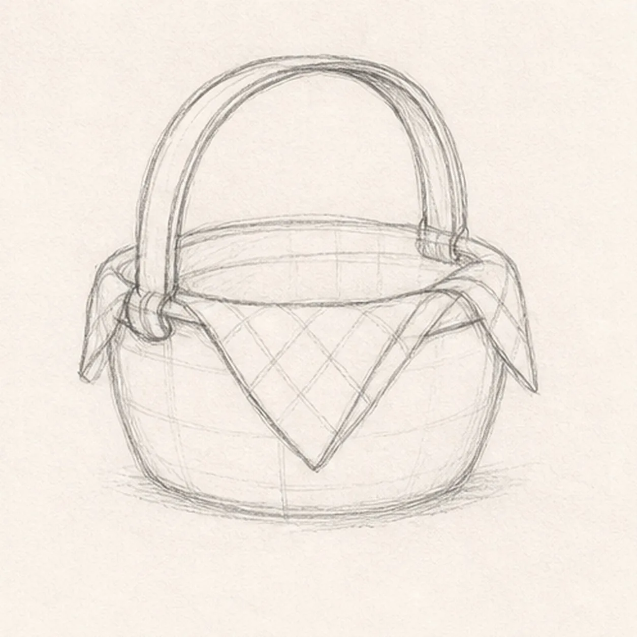 Tuck in the cloth stage for how to draw a picnic basket