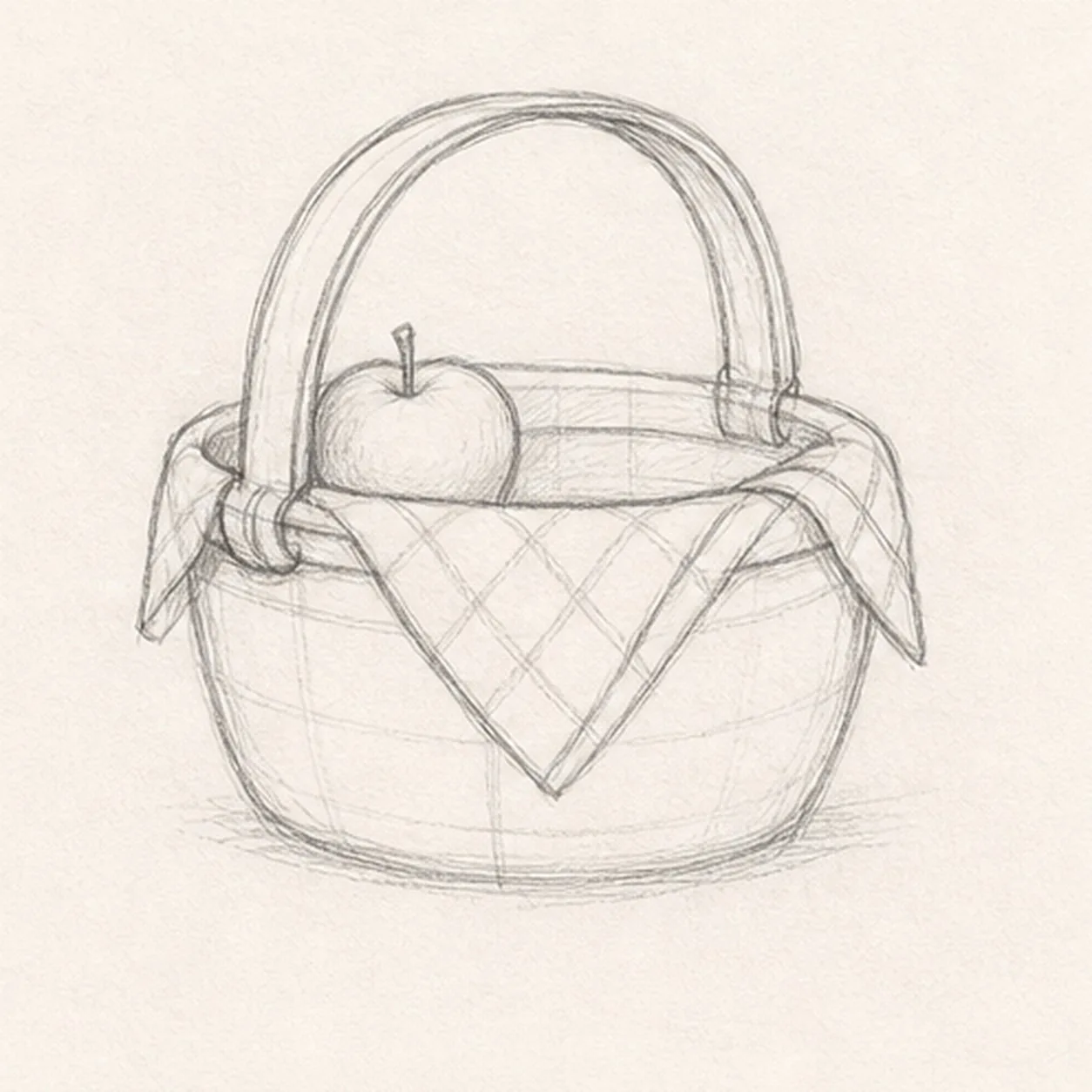 Add the apple stage for how to draw a picnic basket