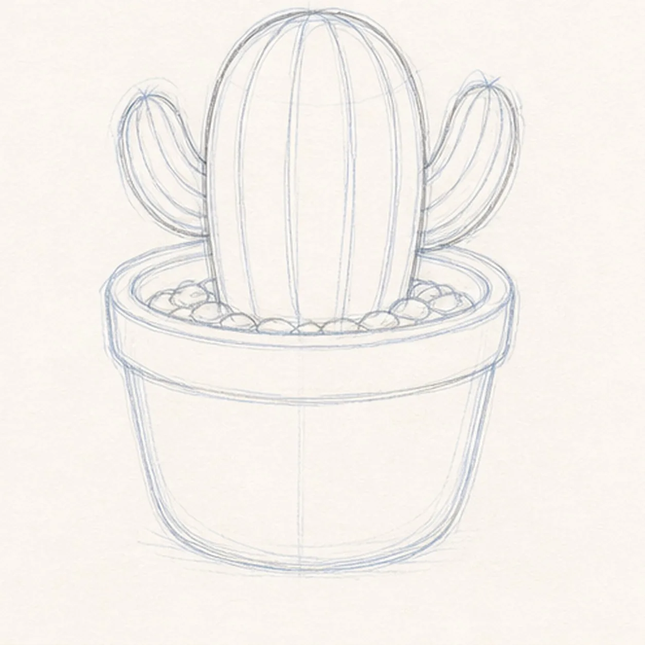 Attach the cactus arms stage for how to draw a flowering cactus