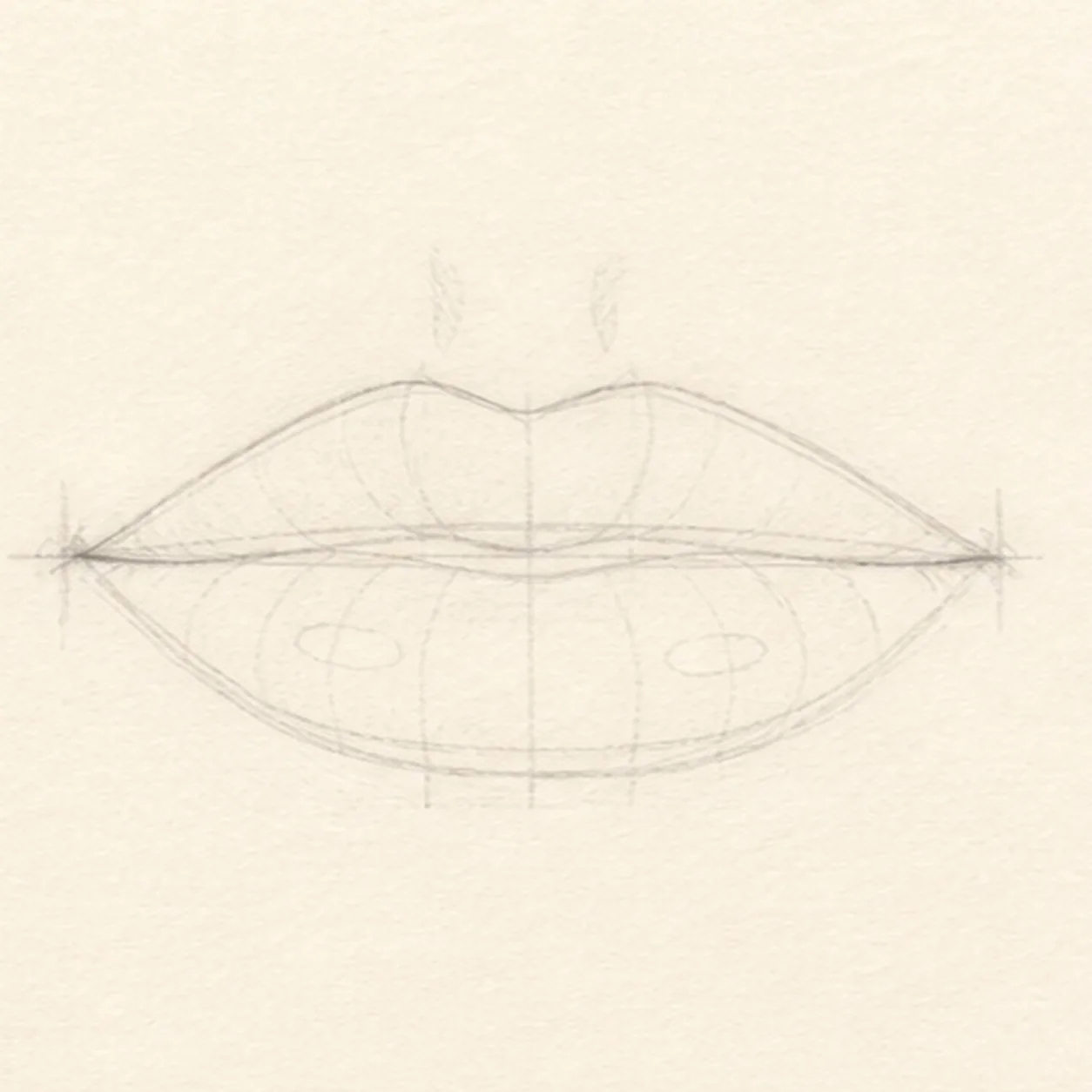 Wrap the lip silhouette stage for how to draw pouty lips