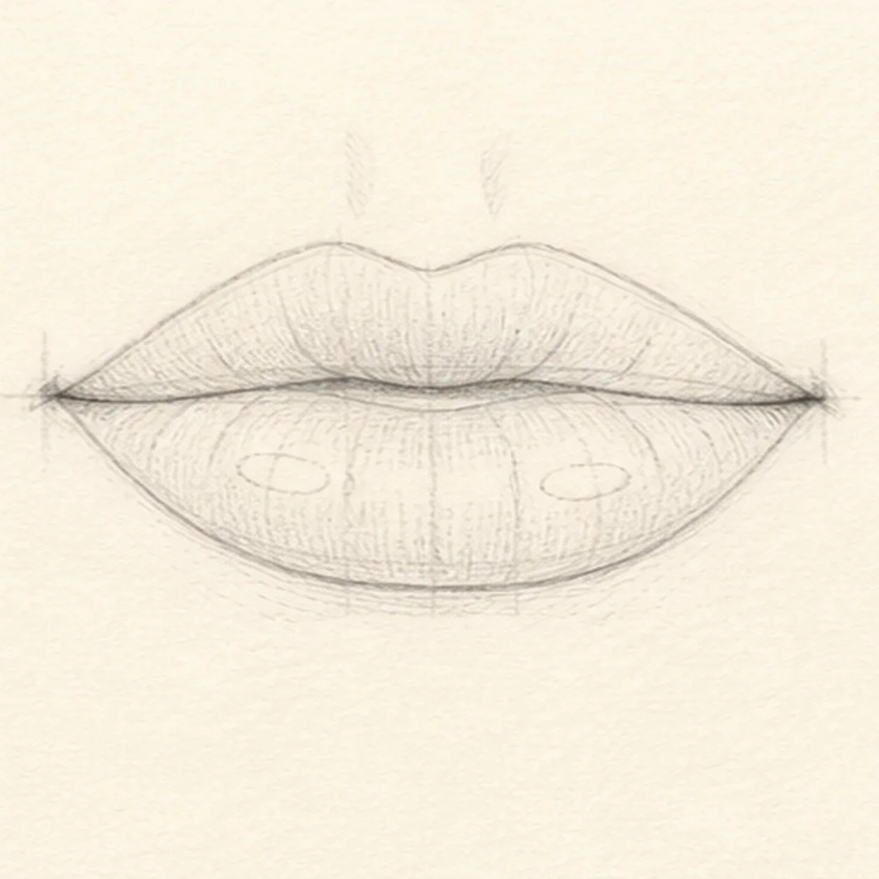 Place creases and highlights stage for how to draw pouty lips