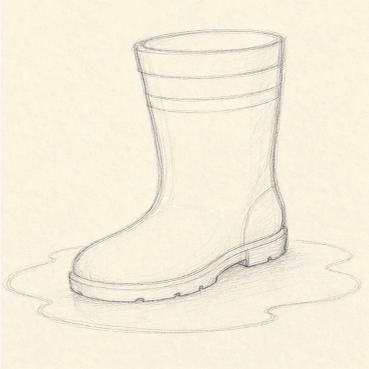 Add stripe and puddle stage for how to draw a rain boot