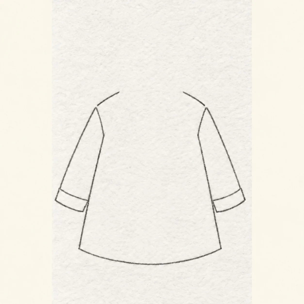 Attach the loose sleeves stage for how to draw a raincoat on a wall hook