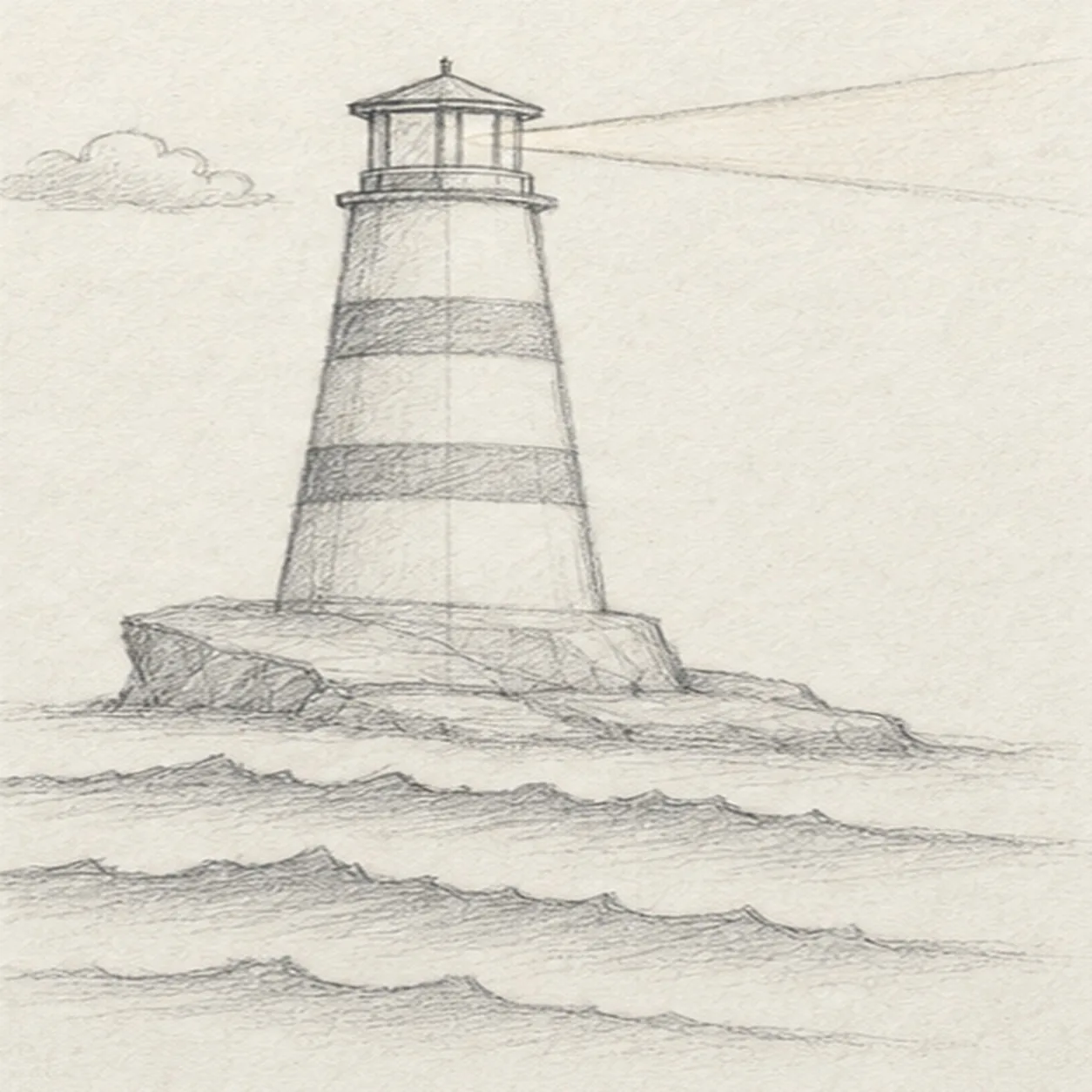 Add the sky cues stage for how to draw a lighthouse