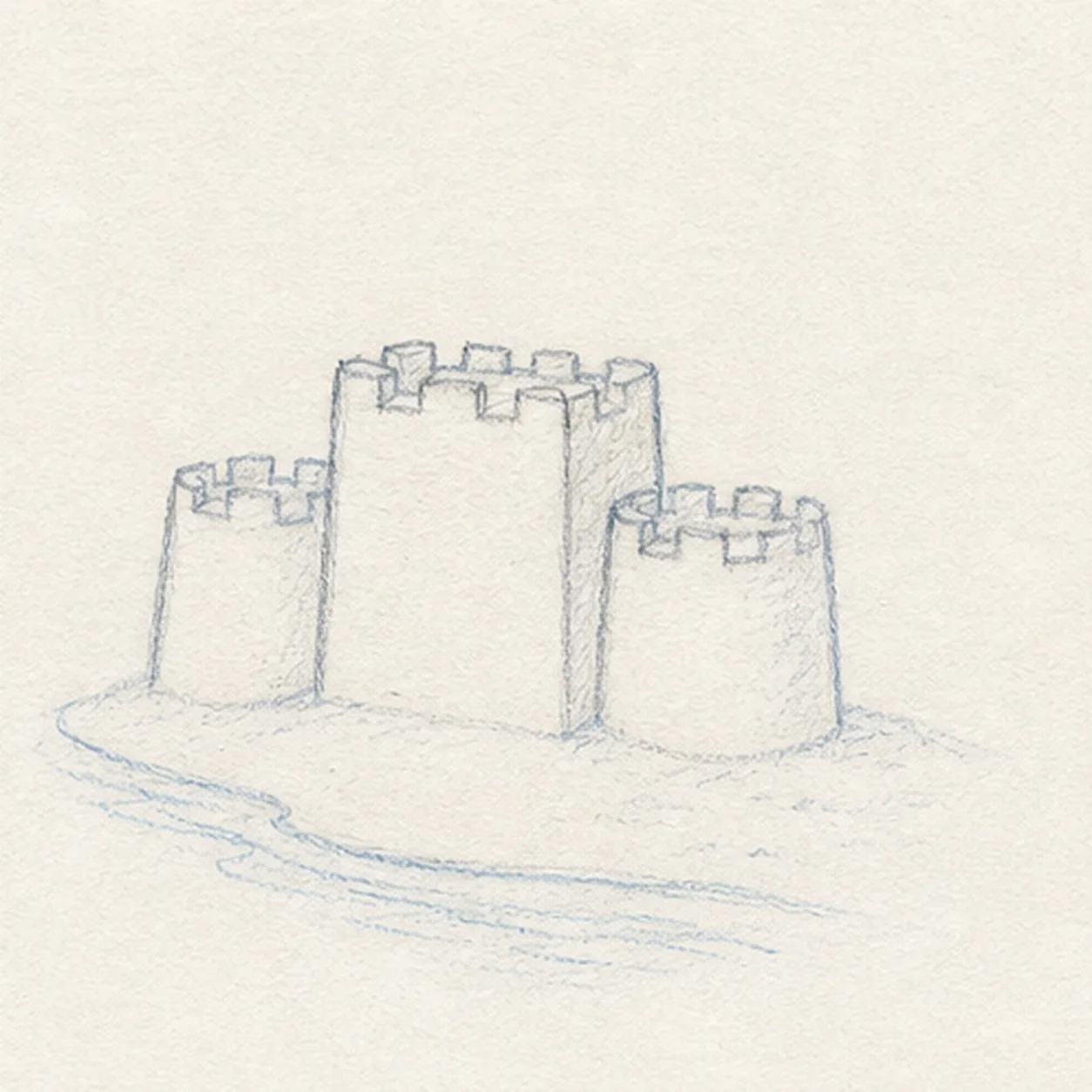 Notch the castle tops stage for how to draw a sandcastle