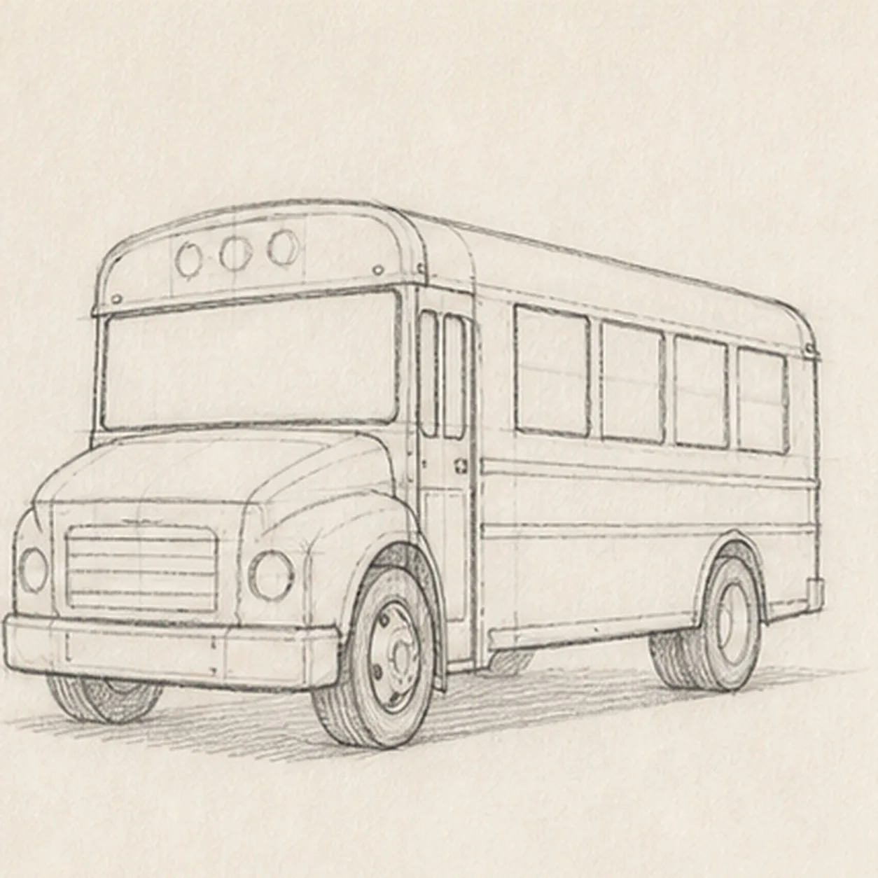 Fit the glass and front hardware stage for how to draw a school bus