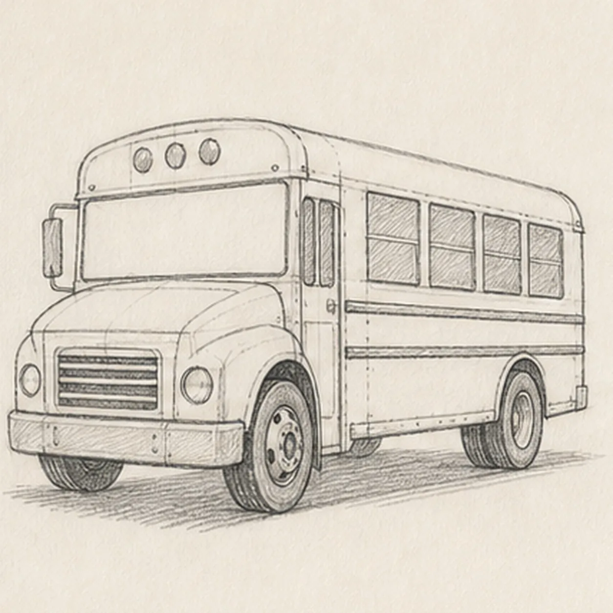 Finish the rolling hardware stage for how to draw a school bus