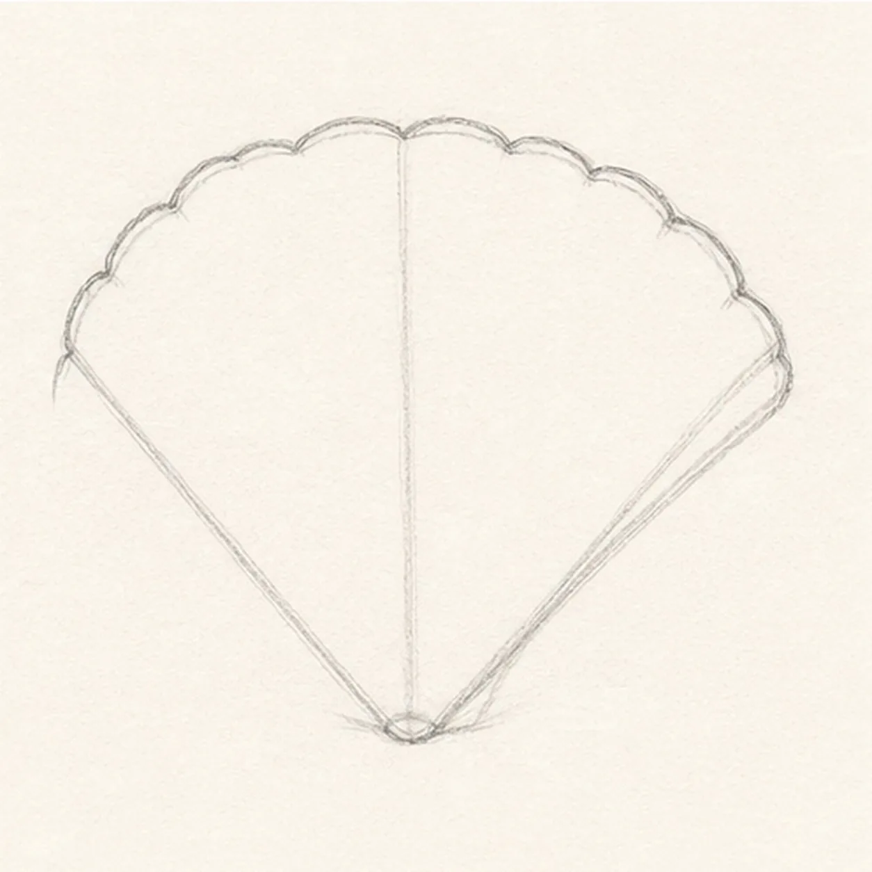 Scallop the edge stage for how to draw a seashell