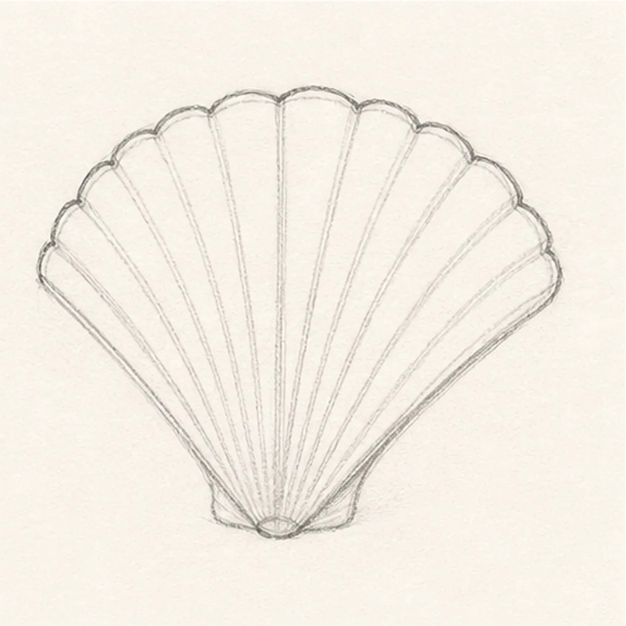 Pull the ridges stage for how to draw a seashell