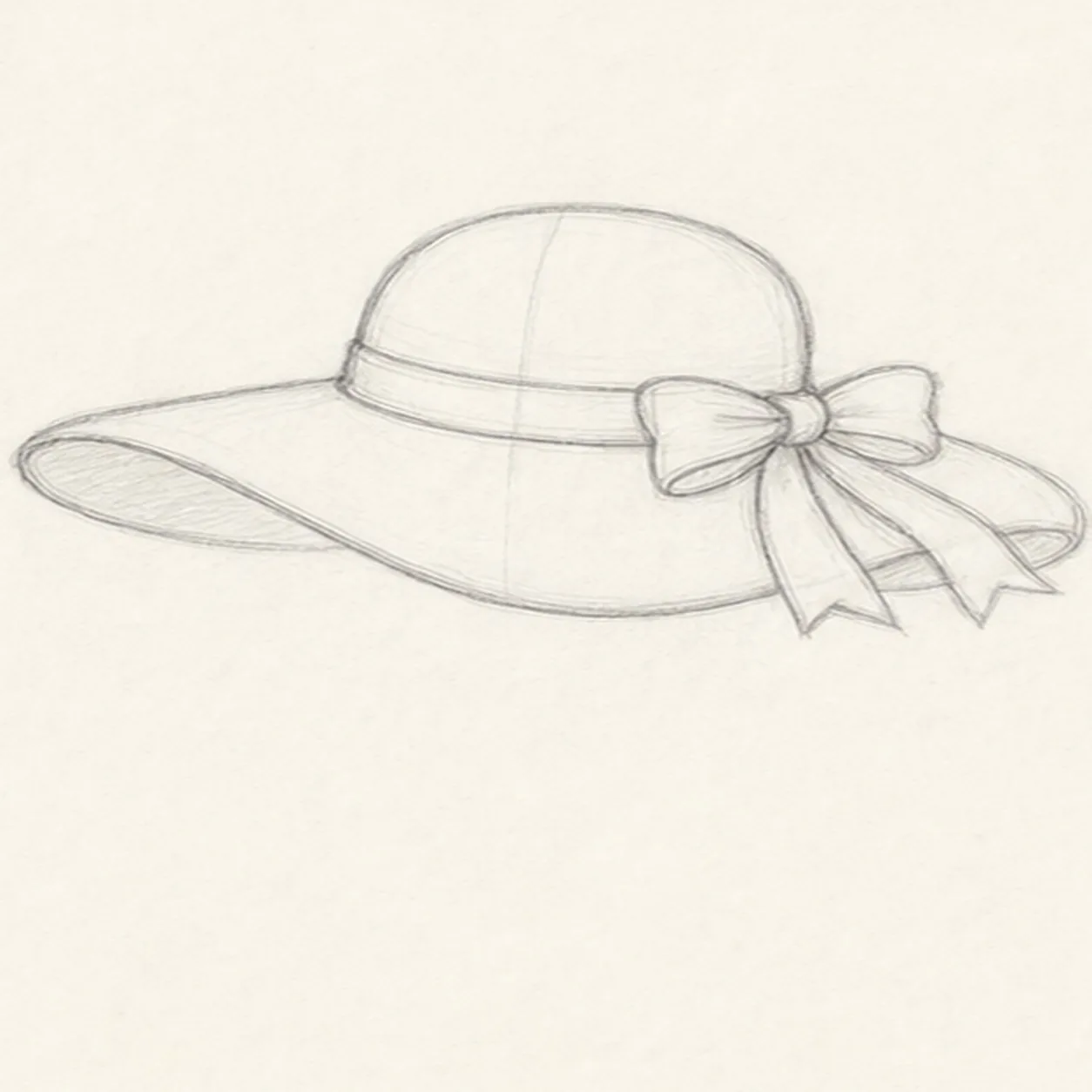 Tie the side bow stage for how to draw a sun hat with a ribbon