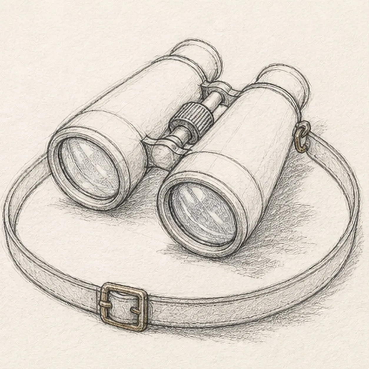 Connect the glass and strap stage for how to draw vintage binoculars