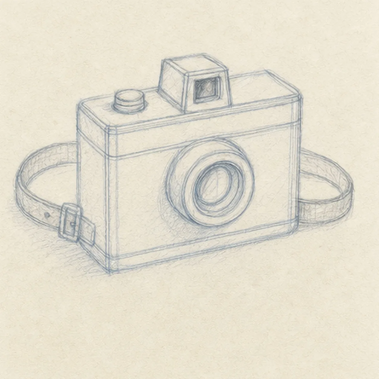 Trace seams and buckle stage for how to draw a vintage camera