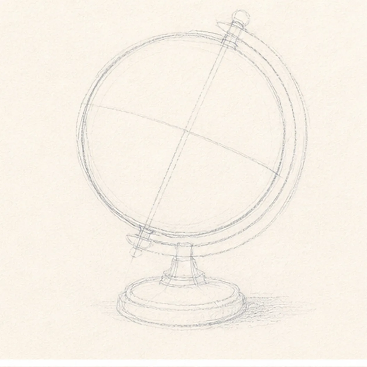 Set the globe's tilt stage for how to draw a vintage desk globe