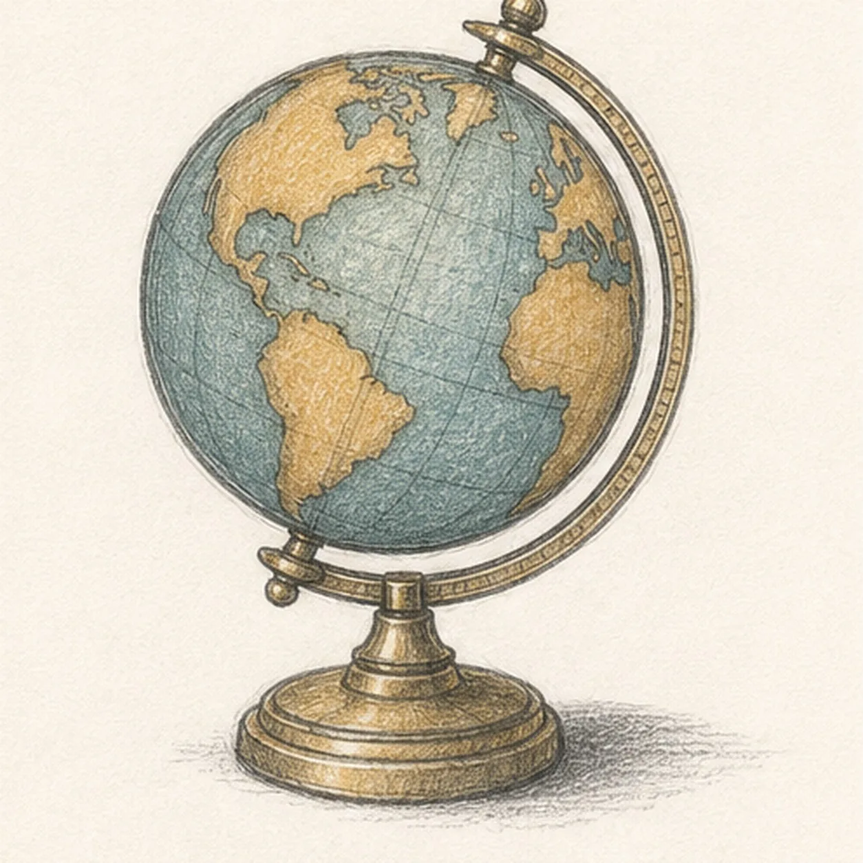 Shade the old-world materials stage for how to draw a vintage desk globe