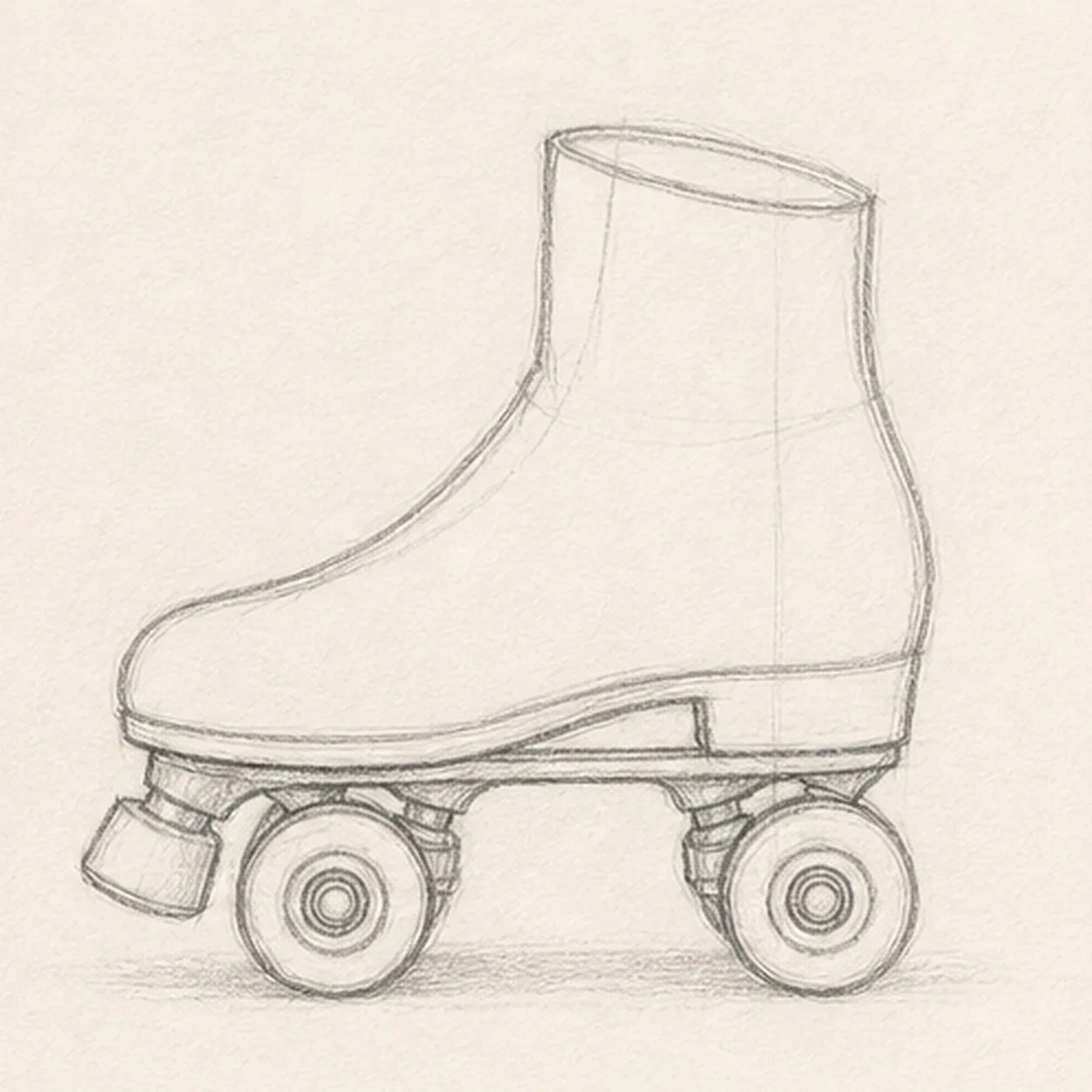 Place wheels and toe stop stage for how to draw a roller skate