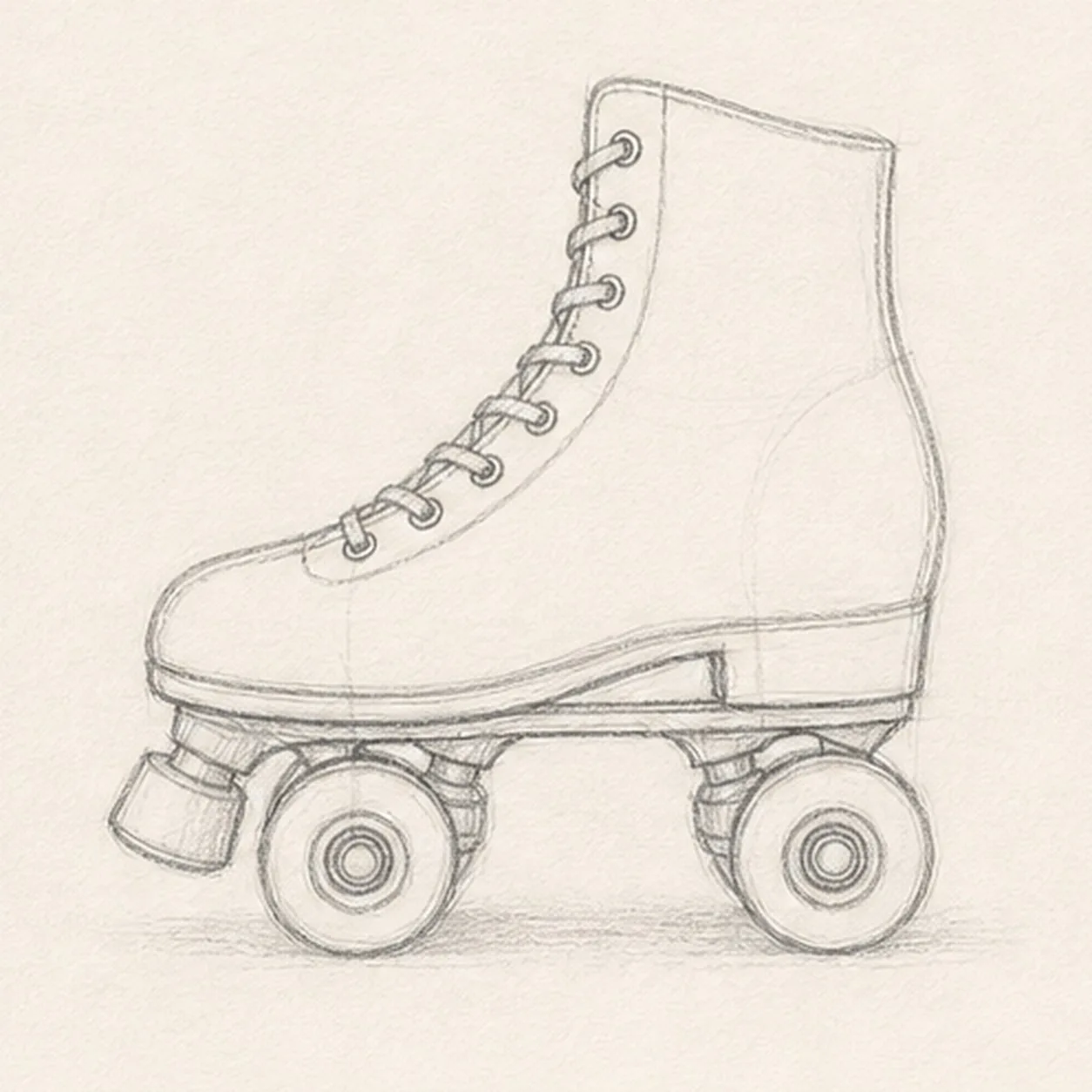 Thread the laces stage for how to draw a roller skate