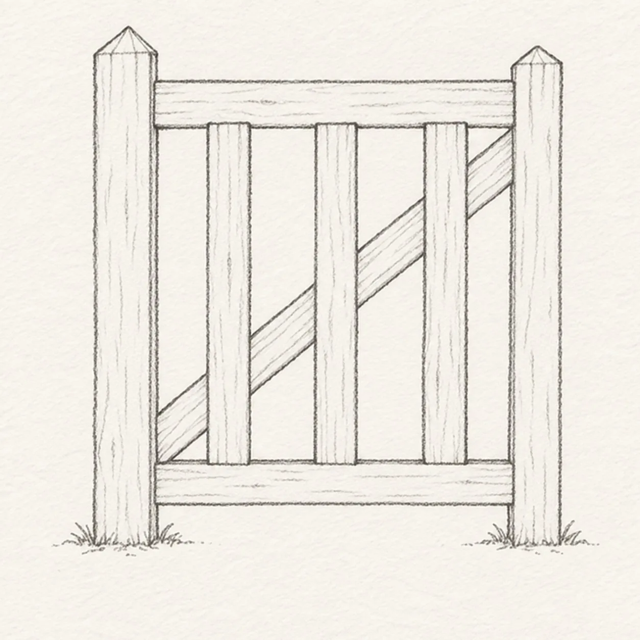 Build the boards and brace stage for how to draw a weathered wooden garden gate