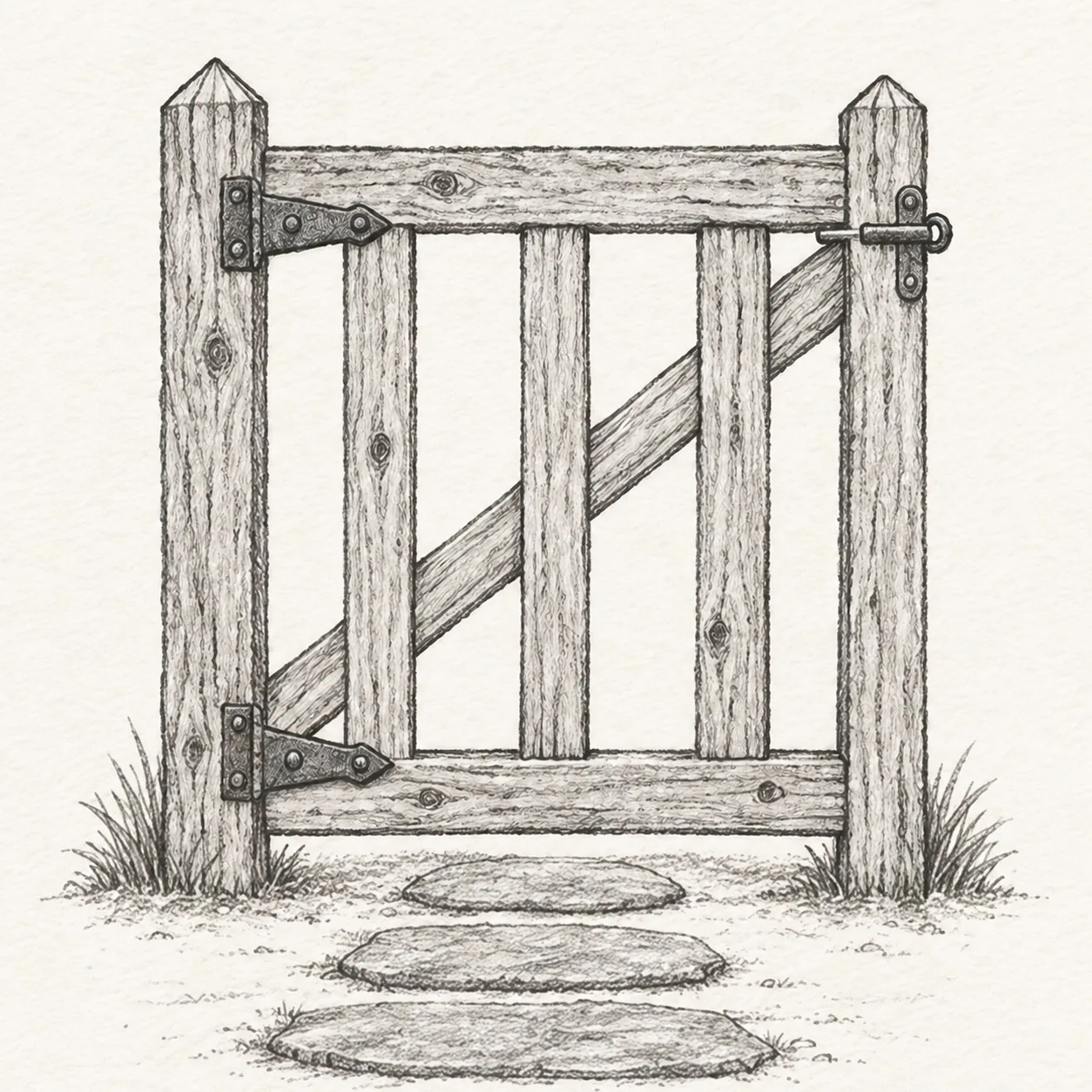 Ground the gate stage for how to draw a weathered wooden garden gate