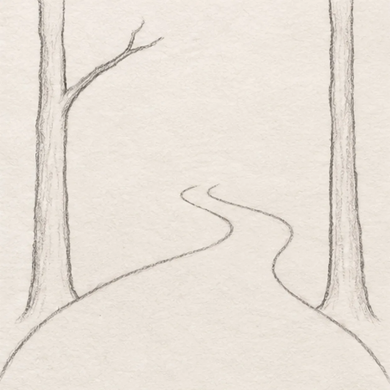 Plant the near trees and left fork stage for how to draw a winding forest trail