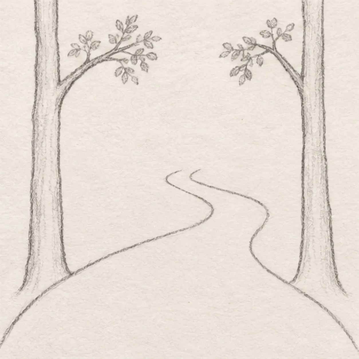 Leaf the near branches stage for how to draw a winding forest trail