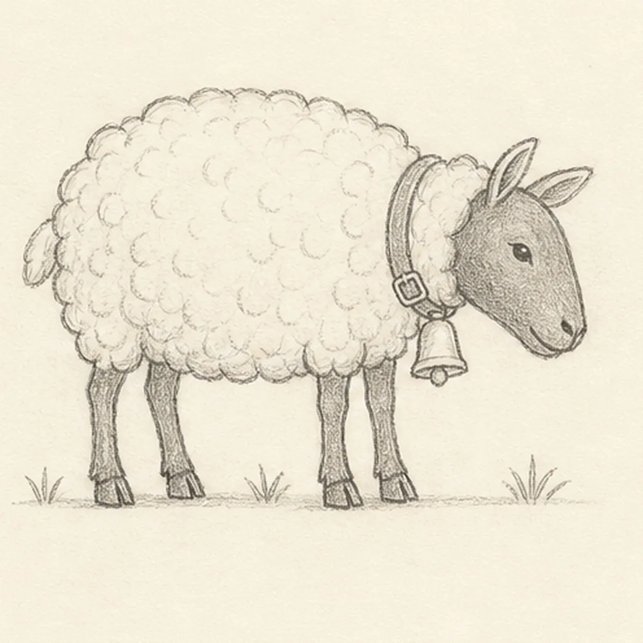 Build the fleece rhythm stage for how to draw a woolly sheep with a bell